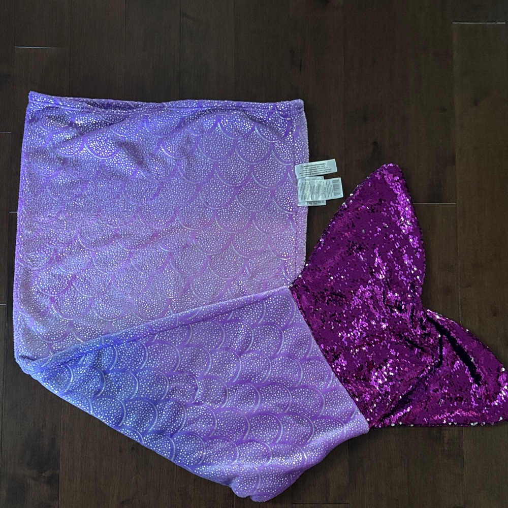 Purple and Silver Mermaid Tail Blanket